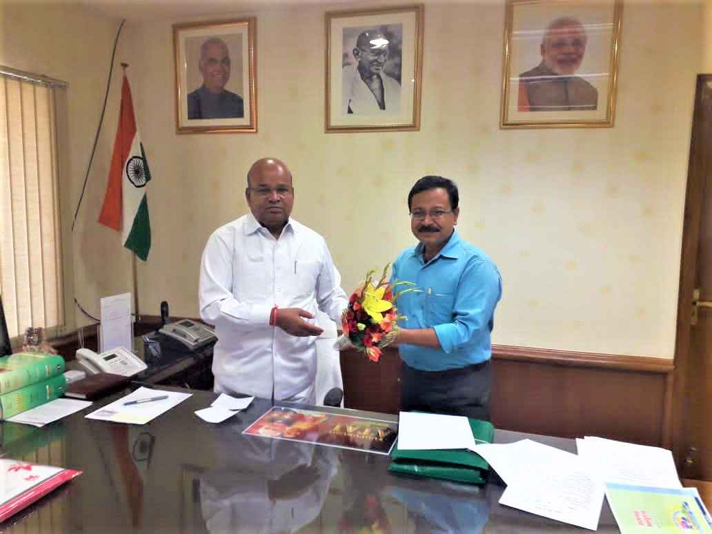 Our Secretary greetings to honorable union Minister MOS Dr. Thawar Chand Gehlot